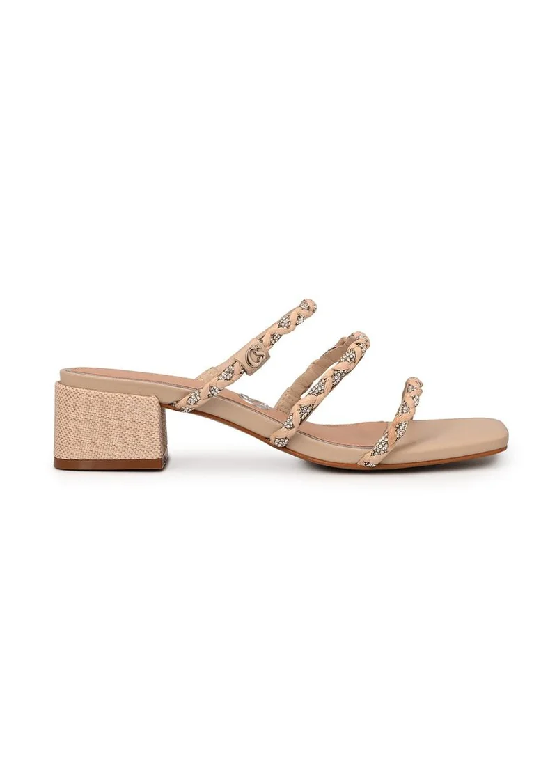 Carmen Steffens Ivory Block Heel Sandal Straps