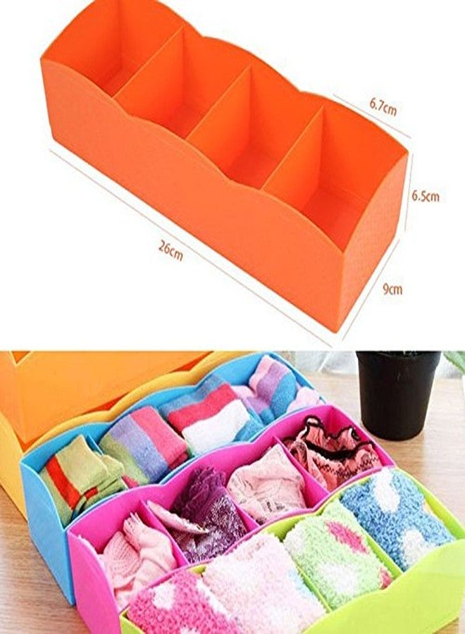 JERN® Set of 4 Multi Function Desktop Storage Box Drawer with 4 Grids Storage Box Underwear Socks Bra Ties Organizer - Image 2