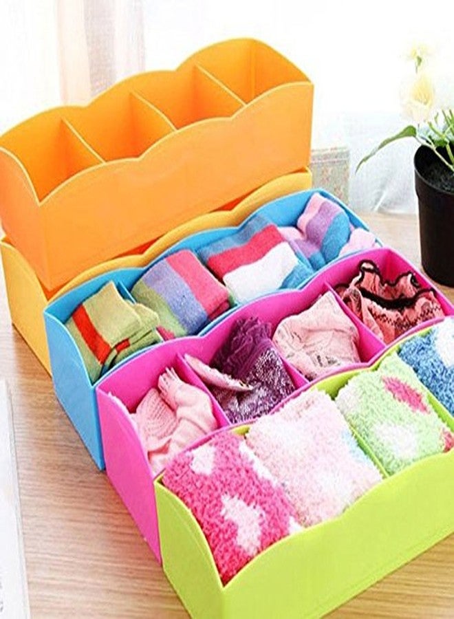 JERN® Set of 4 Multi Function Desktop Storage Box Drawer with 4 Grids Storage Box Underwear Socks Bra Ties Organizer - Image 4