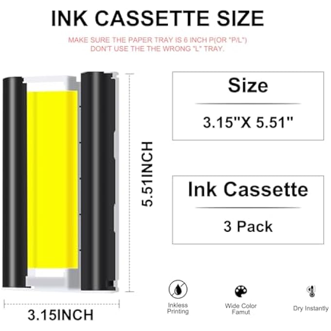 COMPATIBLE WITH LIENE AMBER M100 M200 INK CASSETTE WORKS FOR DHP512 DHP513 PRINTERS 3-PACK (WITHOUT PAPER) - Image 3