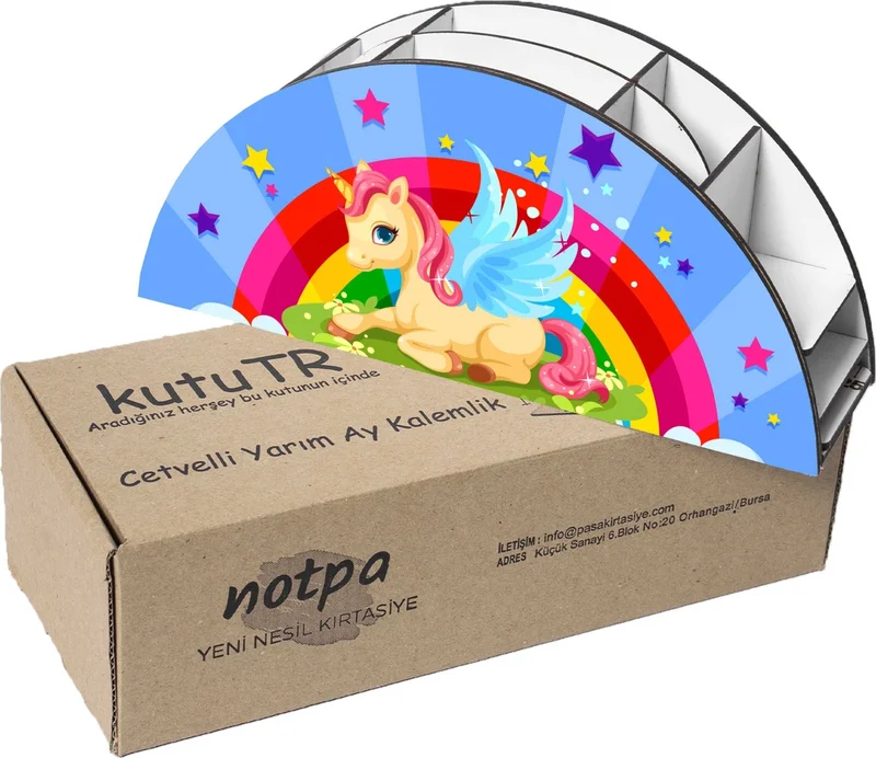 نوتبا Wooden Vip Winged Unicorn Rainbow Ruler Desktop Pencil Holder Organizer For Kids VIP25