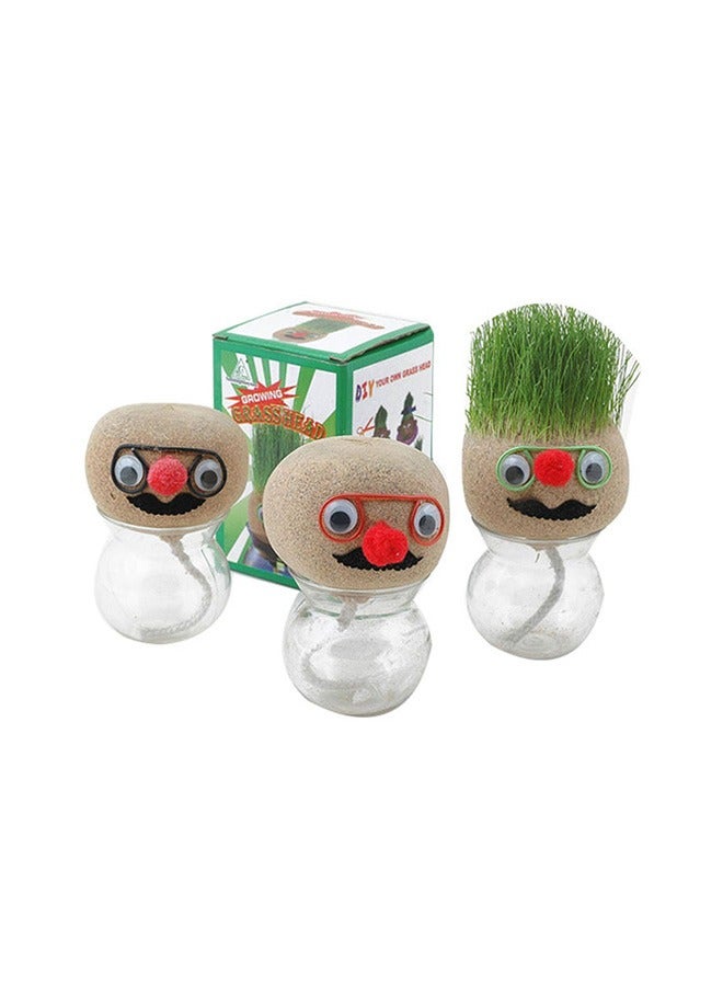 Grass Head Doll Plants Bonsai Growing with Trays & Spray Bottles Kids Educational Craft Desktop Ornaments for Home Decoration Supplies - Image 1