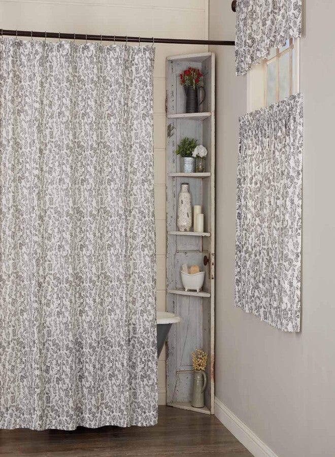 Piper Classics Gray Gables Floral Shower Curtain, 72" L x72 W, Gray and Soft White Botanical Print, Country Cottage, Vintage Farmhouse Bathroom Décor, Bath Tub Curtain - Image 2