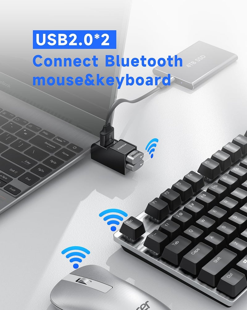 FORIDA 3 Ports USB Adapter, USB Hub with USB 3.0 and Double USB Adapter, Portable USB Splitter 1 in 3 Out for Keyborad, Mobile Hard Disk, U Disk, Camera, Mouse etc Laptop Accessories (Black) - Image 4