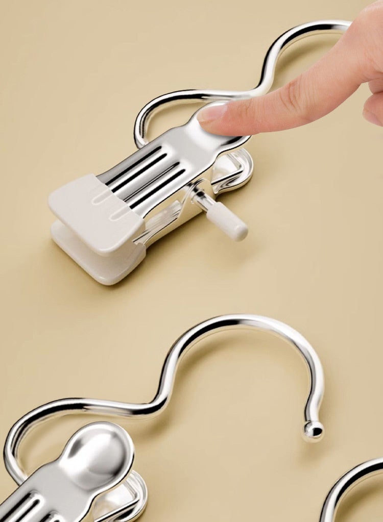 JOYBOS عبوة من 5 مشابك غسيل متعددة الاستخدامات من الفولاذ المقاوم للصدأ | مشابك مانعة للانزلاق، خالية من العلامات، للبنطلونات/التنانير بتصميم خطاف، مناسبة للقبعات/البناطيل/التنانير - Image 4