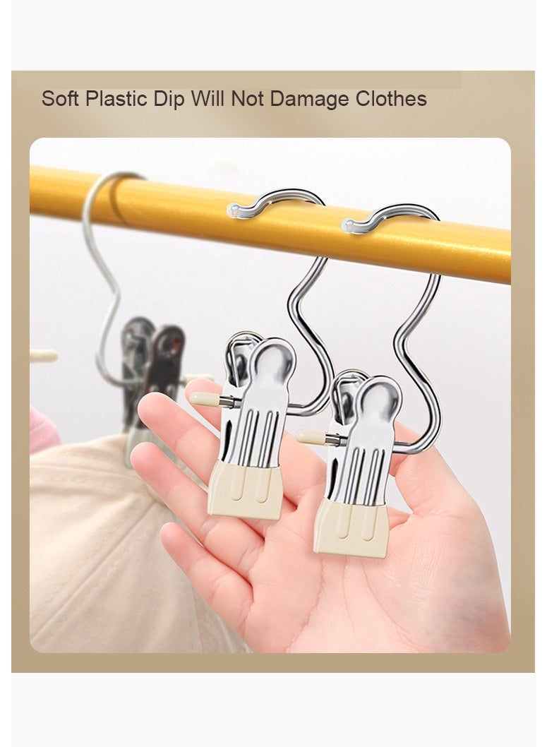 JOYBOS عبوة من 5 مشابك غسيل متعددة الاستخدامات من الفولاذ المقاوم للصدأ | مشابك مانعة للانزلاق، خالية من العلامات، للبنطلونات/التنانير بتصميم خطاف، مناسبة للقبعات/البناطيل/التنانير - Image 5