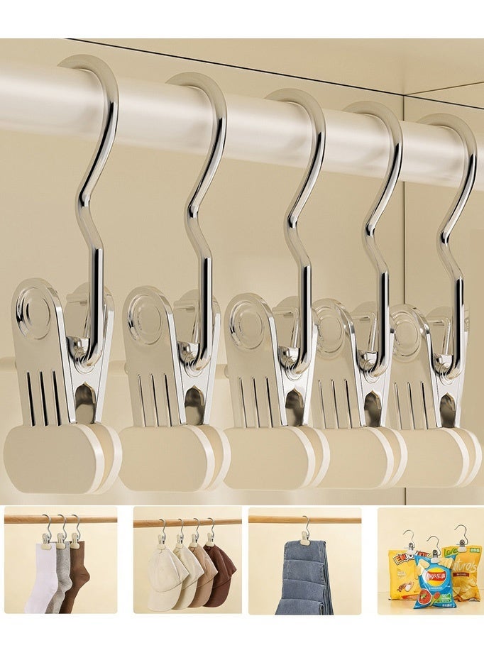 Joybos 5-Pack Multifunctional Stainless Steel Clothespins | Non-slip, Mark-Free Pants/Skirt Clips with Hook Design, Universal Type, Suitable for Hats/Pants/Skirts - Image 1