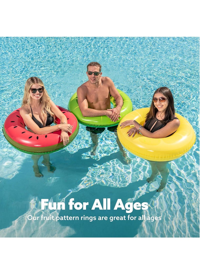 GUDOO 3 Pack Inflatable Pool Floats for Kids Adults, Swim Tube Pool Rings Swimming Rings Floaties for Swimming Pool Party Decorations (Fruit/Donut/Tropical) - Image 5