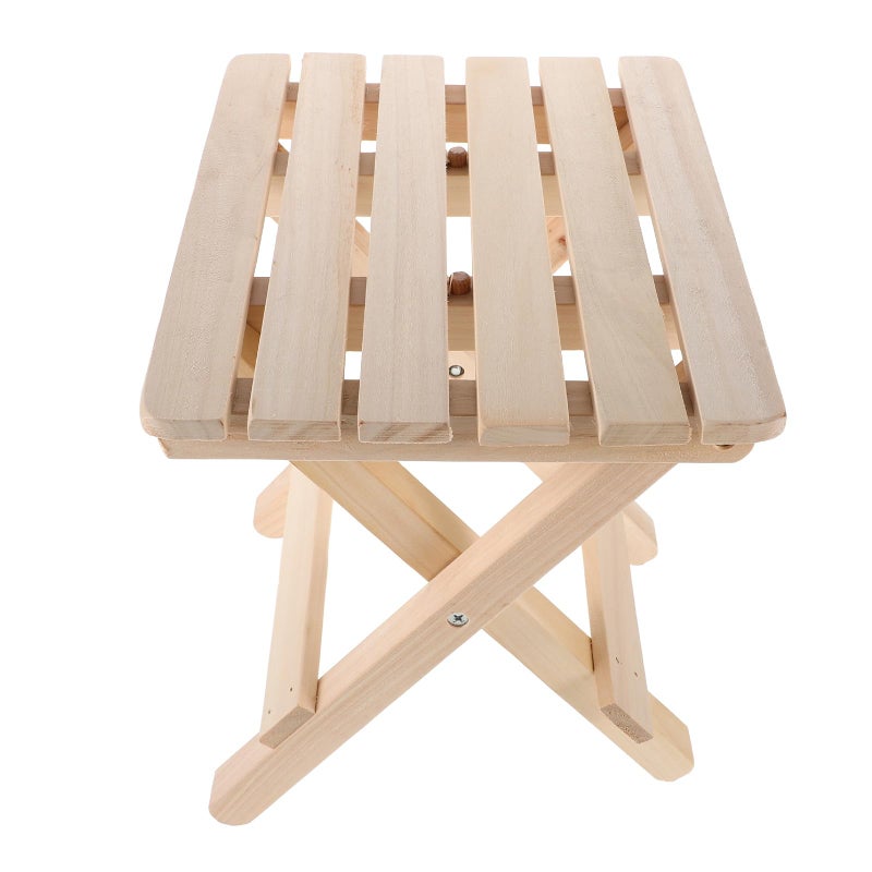 Solid Wood Folding Step Stool Portable Outdoor Camp Stool For Hiking Fishing Bathroom - Image 2