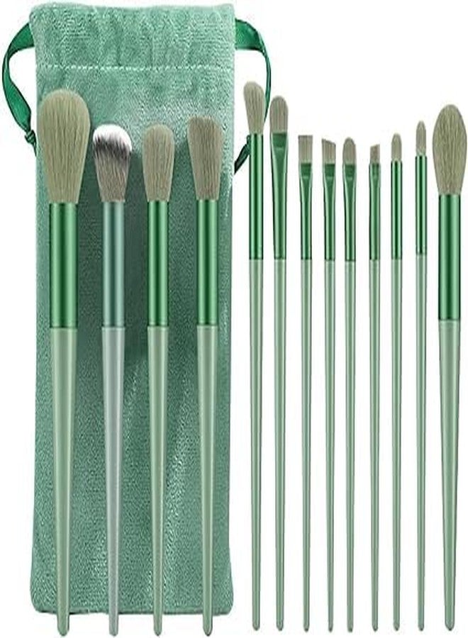 LANELLIE Professional 13pcs Makeup Brush Set Celebrity Cosmetic Tool Brush with Green Bag Synthetic Kabuki Compatible Tool Kit - Image 1