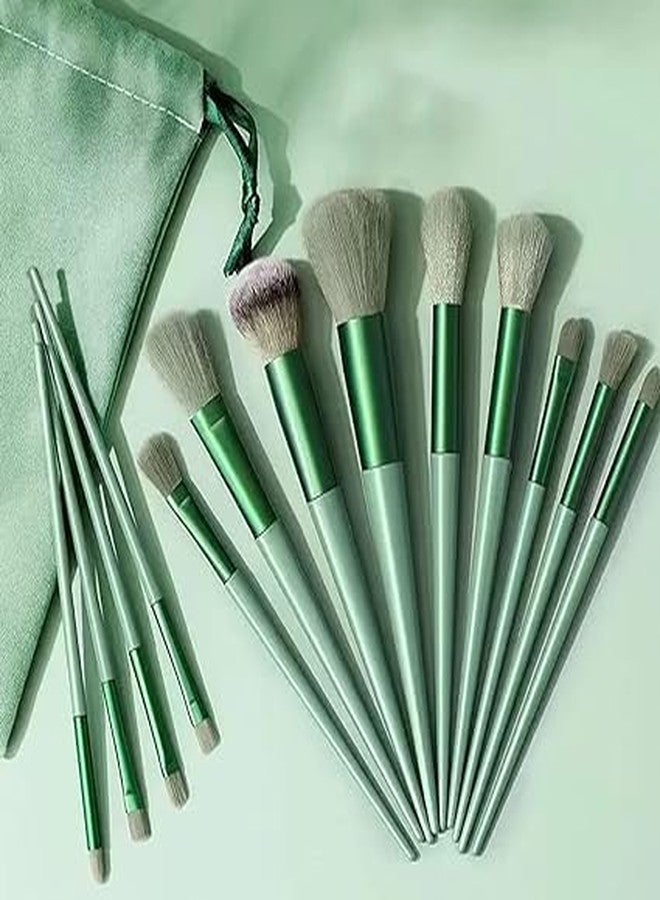 LANELLIE Professional 13pcs Makeup Brush Set Celebrity Cosmetic Tool Brush with Green Bag Synthetic Kabuki Compatible Tool Kit - Image 3