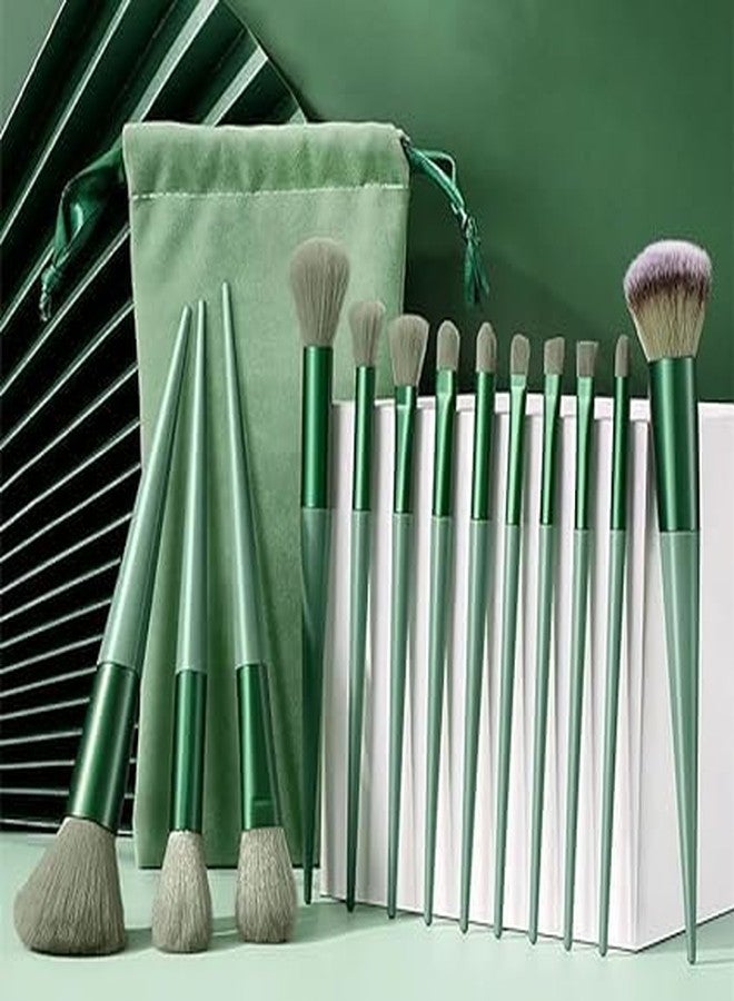 LANELLIE Professional 13pcs Makeup Brush Set Celebrity Cosmetic Tool Brush with Green Bag Synthetic Kabuki Compatible Tool Kit - Image 4