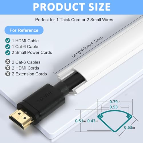 Serplex® 15.7'' PVC Cable Raceways for Baseboards - Reliable Wire Concealment System with Self-Adhesive Installation, Durable Cord Covers for Wall and Floor Organization in Homes or Offices - Image 2