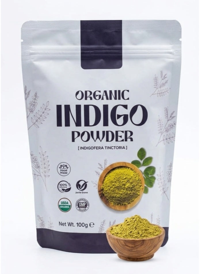 Indigo Organic Indigo Powder 100g - 100% Pure & Natural Indigofera Tinctoria for Natural Black Hair Dye, Chemical-Free Hair Color for Men & Women (Pack of 1) - Image 1