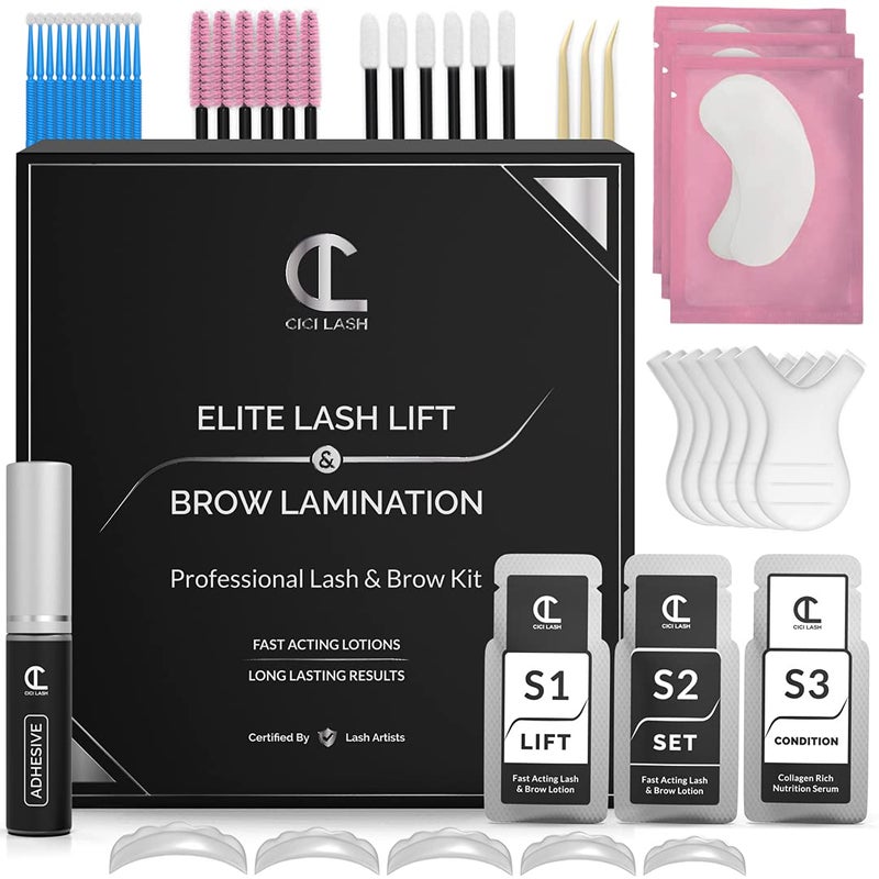 CICI Lash 2 in 1 Lash Lift Kit and Brow Lamination Kit  Instant Perming Lifting  Curling for Eyelashes  Eyebrows  Professional Salon Results Lasting 68 Weeks  Includes Glue  Supplies for 5 Treatments 