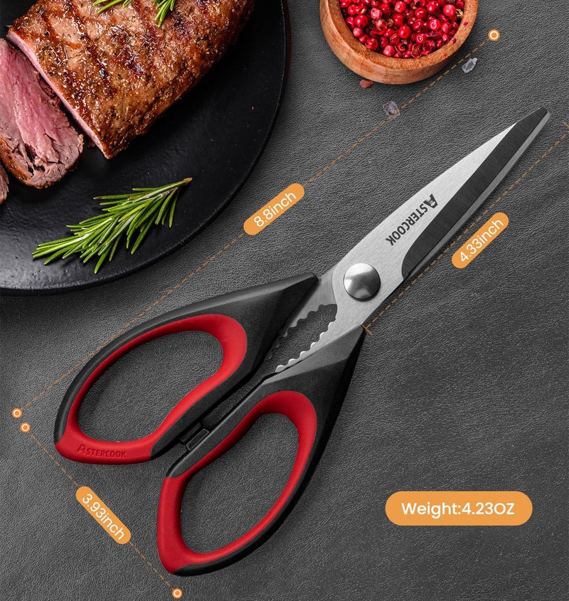 Astercook Heavy Duty Kitchen Shears with Serrated Blade, Ergonomic Handle - For Poultry, Herbs, Vegetables - Image 4