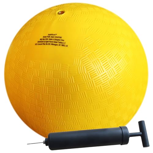 AppleRound 8.5 Inch Playground Ball with Air Pump, Pack of 1 Ball with 1 Pump, Official Size for Dodge Ball, Handball, Camps and Schools (Yellow) - Image 1