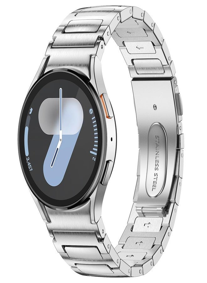 PanPinnacle No Gap Stainless Steel Bands Compatible with Samsung Galaxy Watch Band 7/6/5/4/FE 44mm 40mm,Watch 6 Classic Band 47mm 43mm,Watch 5 Pro 45mm,Watch 4 Classic 46mm 42mm, 20mm Metal Strap for Men Women - Image 1