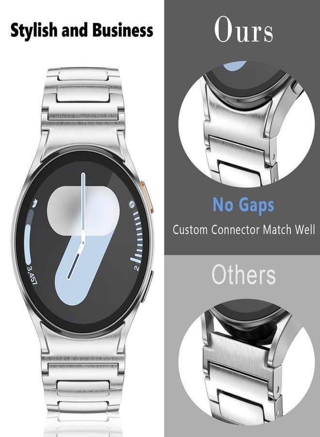PanPinnacle No Gap Stainless Steel Bands Compatible with Samsung Galaxy Watch Band 7/6/5/4/FE 44mm 40mm,Watch 6 Classic Band 47mm 43mm,Watch 5 Pro 45mm,Watch 4 Classic 46mm 42mm, 20mm Metal Strap for Men Women - Image 2