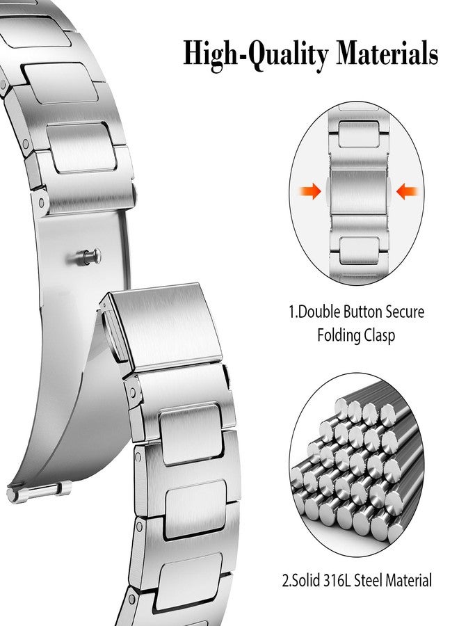 PanPinnacle No Gap Stainless Steel Bands Compatible with Samsung Galaxy Watch Band 7/6/5/4/FE 44mm 40mm,Watch 6 Classic Band 47mm 43mm,Watch 5 Pro 45mm,Watch 4 Classic 46mm 42mm, 20mm Metal Strap for Men Women - Image 4