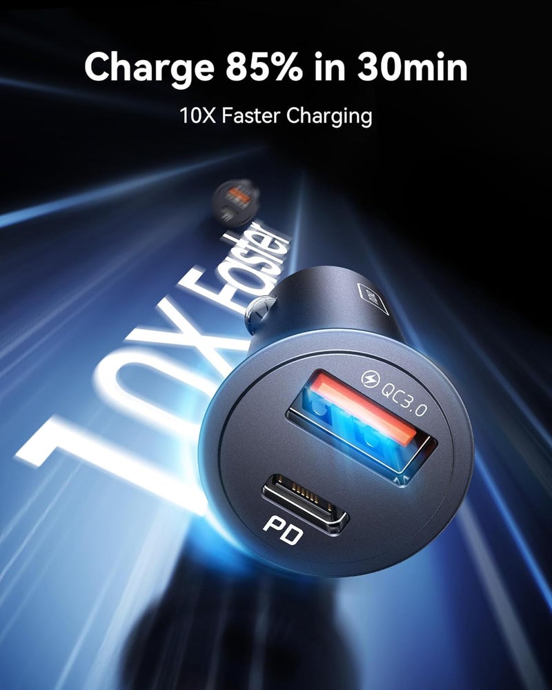 INIU Car Charger, 60W 2-Port (USB C +USB A) Fast Charging USB C Car Charger Adapter, All-Metal Mini Type-C Charger for iPhone 17 16 15 Pro Max iPad Samsung S26 S25 Airpods Huawei Honor etc - Image 3