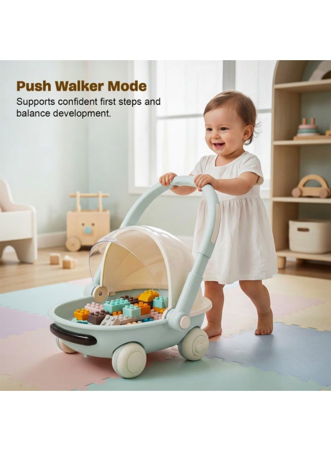 BAYBEE Kids Shopping Cart with Push Walker & Storage Basket | Light & Music Baby Walker for 6+ Months | Foldable Adjustable Handle, Lockable Wheels & Closing Lid | Toy Cart Walker for Toddlers & Babies Blue - Image 3