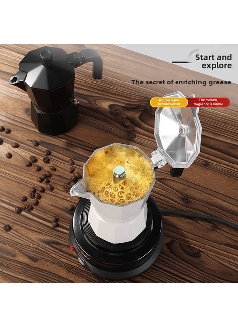 Dual Valve Moka Pot Italian Espresso Maker Ivory Square Cup
