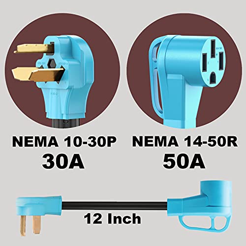 CircleCord NEMA 10-30P to 14-50R EV Charger Adapter Cord Compatible with Tesla Model 3/S/X/Y, 30 Amp Dryer to 50 Amp EV for Level 2 Charging, ETL Listed (Not for RV or Dryer) - Image 4