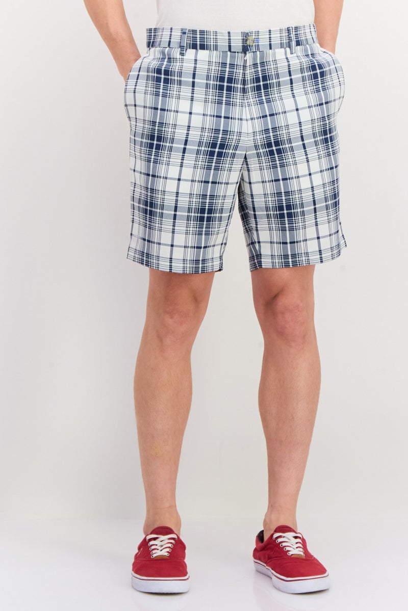 Tailorbyrd Men Plaid Basic Shorts, Navy - Image 1