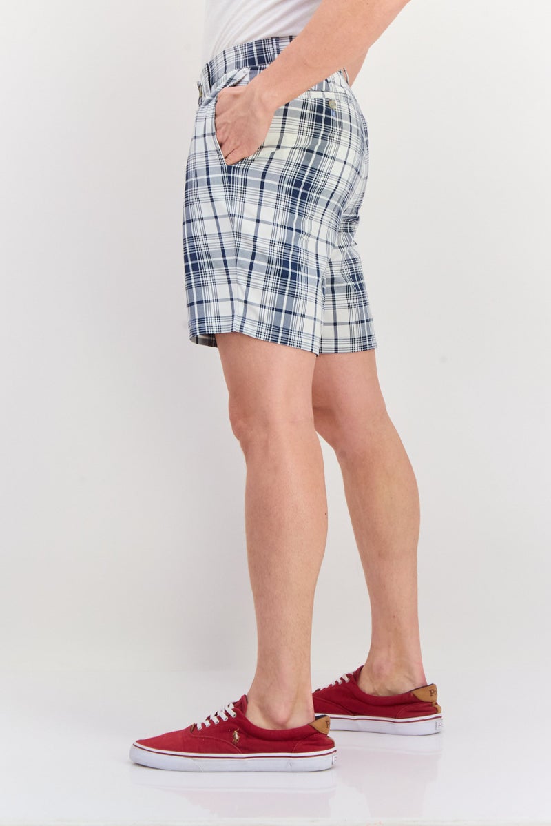 Tailorbyrd Men Plaid Basic Shorts, Navy - Image 2
