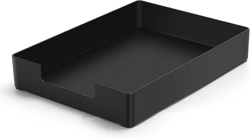 AZFUNN Letter-Size Tray Desk Letter Tray Paper Tray, Sturdy Heavy-Duty Plastic Printer Paper Tray, Single-Tier Stackable File Storage Organizer for Office Home (Black) - Image 1