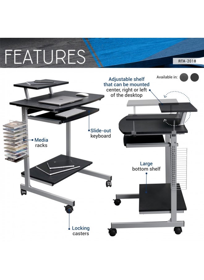 Techni Mobili Compact Computer Cart With Storage, Graphite