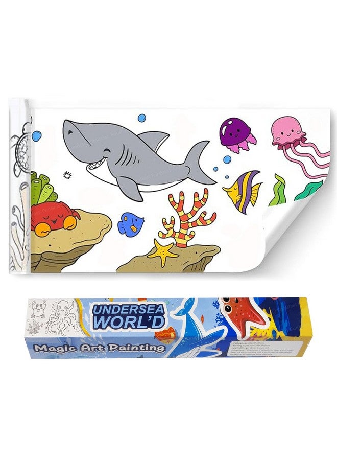 فنبلاست لفافة رسم للأطفال من فن بلاست، لفافة ورق تلوين للأطفال، 30 × 300 سم، لفافة ورق رسم يدوية، لفافة فنية لاصقة للأطفال، ألعاب تعليمية مبكرة للأطفال (موضوع تحت الماء) - Image 1