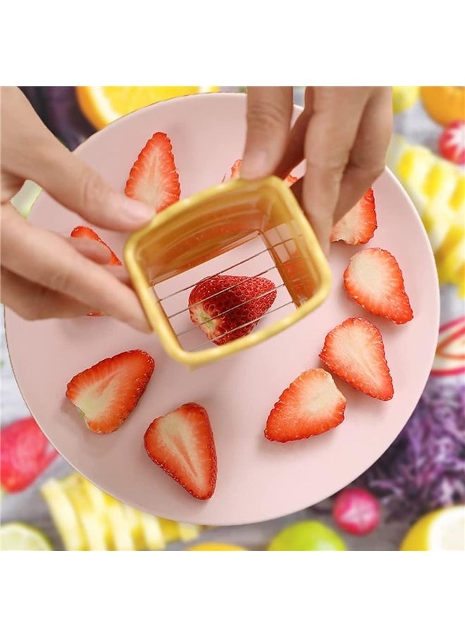 Generic Cup Slicer - Fruit Slicer Cup Egg Slicer, Stainless Steel Banana Strawberry Cutter, Quickly Making Soft Fruits, (Pack of 3)  - Image 3