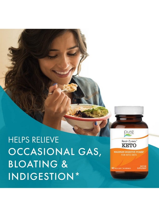 PURE ESSENCE LABS Real-Zymes™ KETO Digestive Enzymes Supplement with Probiotics for Better Digestion - Natural Support for Relief of Bloating, Gas, Belching, Diarrhea, Constipation, IBS, etc. - 90 Caps - Image 3