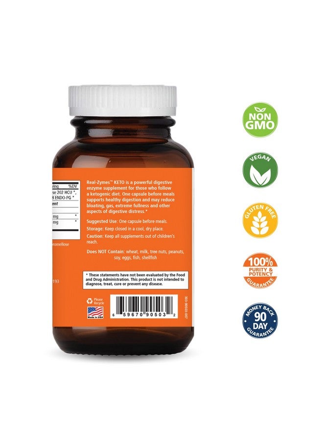 PURE ESSENCE LABS Real-Zymes™ KETO Digestive Enzymes Supplement with Probiotics for Better Digestion - Natural Support for Relief of Bloating, Gas, Belching, Diarrhea, Constipation, IBS, etc. - 90 Caps - Image 2