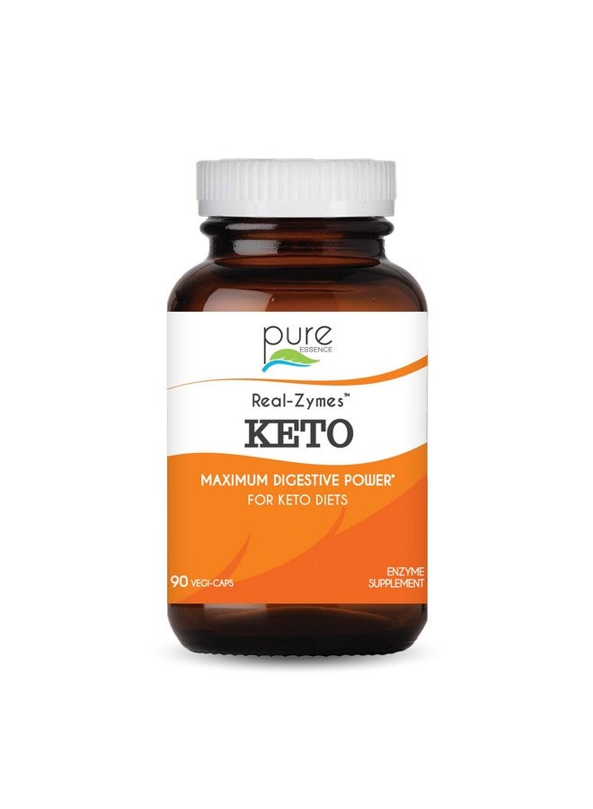 PURE ESSENCE LABS Real-Zymes™ KETO Digestive Enzymes Supplement with Probiotics for Better Digestion - Natural Support for Relief of Bloating, Gas, Belching, Diarrhea, Constipation, IBS, etc. - 90 Caps - Image 1