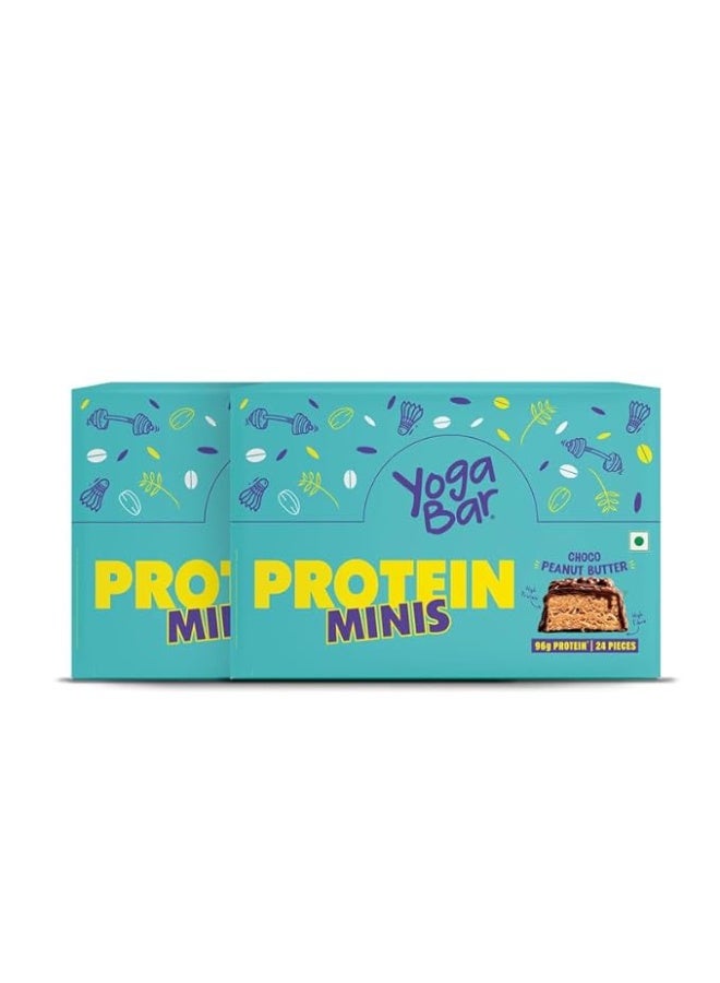 Yogabar Protein Minis, 96g Protein Bar (Pack of 2-24 Bars each, Choco Peanut Butter) |No Trans Fat | Healthy Snacks for Kids & Adults | Rich in Protein & Fiber - Image 1