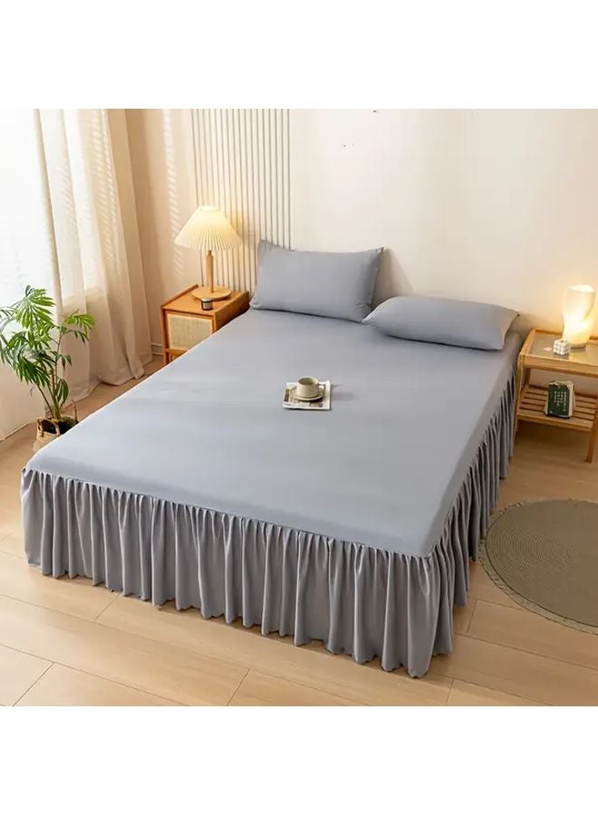 Pink King Size Lace Bed Skirt Non Slip Fitted Soft Breathable Wrinkle Resistant - Image 4