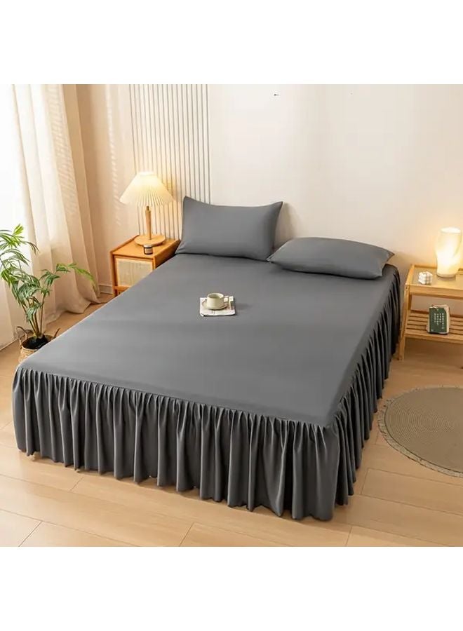 Pink King Size Lace Bed Skirt Non Slip Fitted Soft Breathable Wrinkle Resistant - Image 2