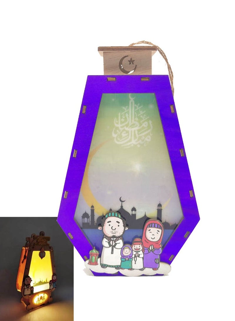 سي او أرماء زينة رمضانية شكل فانوس خشبي معلق ال اي دي - Image 1