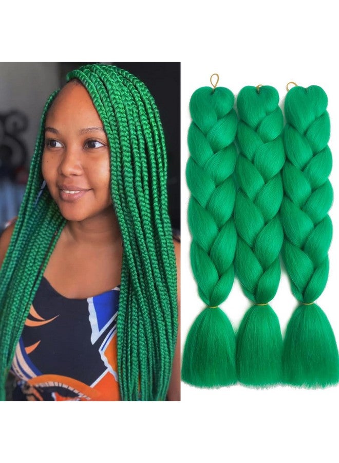 SuCoo Braiding Hair Extensions High Temperature Synthetic Fiber Jumbo Braiding Hair Extensions Crochet Twist Braids With Small Free Gifts 24inch 3pcs/lot(Dark Green) - Image 1