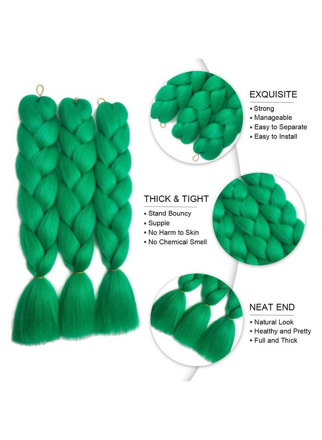 SuCoo Braiding Hair Extensions High Temperature Synthetic Fiber Jumbo Braiding Hair Extensions Crochet Twist Braids With Small Free Gifts 24inch 3pcs/lot(Dark Green) - Image 2
