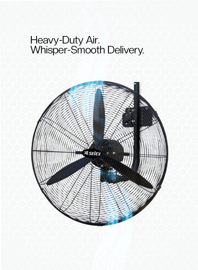 Selex 24" Heavy-Duty Wall Fan – Industrial Oscillating Fan with 3-Speed Settings, Overheat Protection, High Air Delivery, Double String Switch – Wall Mount – 3-Year Warranty - Image 2