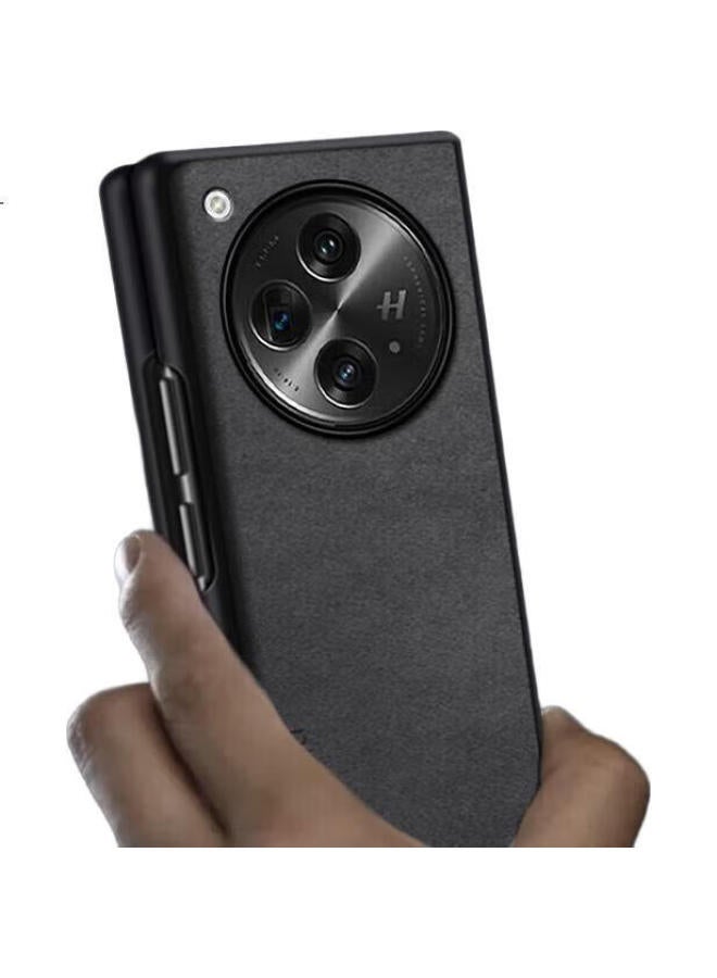 Shangsu Shang Su Sheepskin Left And Right Folding Phone Case For Oppo Find N3, Oppo Silicone Soft Shell Anti-fall Female Male Shell Graphite Gray - Image 3