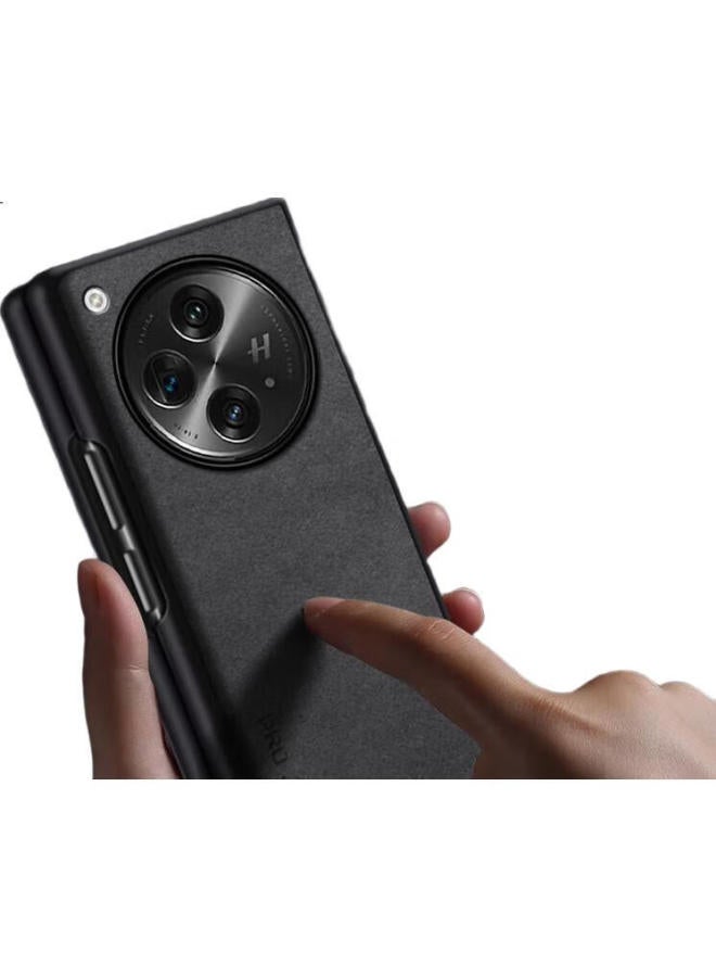 Shangsu Shang Su Sheepskin Left And Right Folding Phone Case For Oppo Find N3, Oppo Silicone Soft Shell Anti-fall Female Male Shell Graphite Gray - Image 2