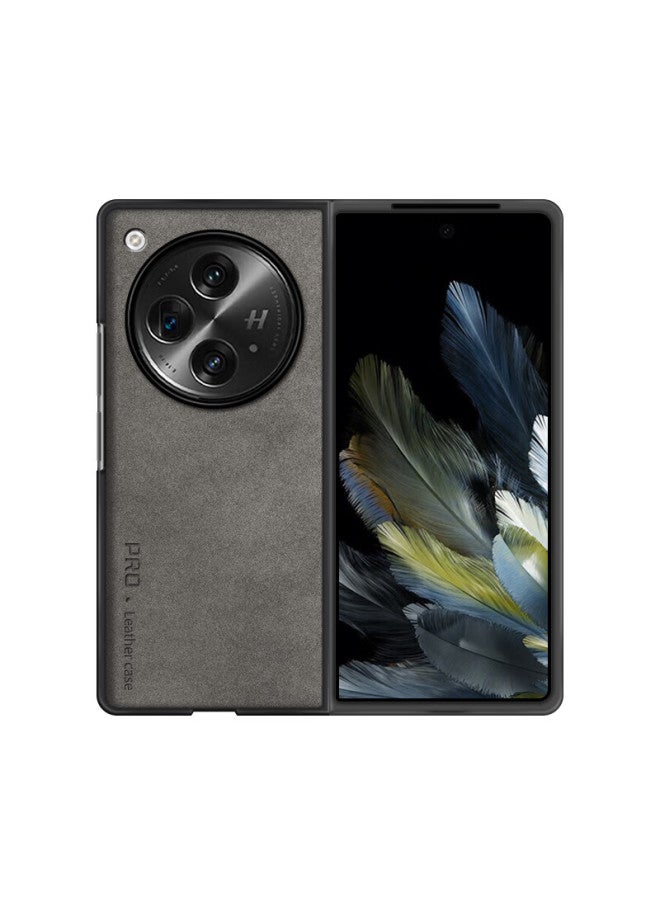 Shangsu Shang Su Sheepskin Left And Right Folding Phone Case For Oppo Find N3, Oppo Silicone Soft Shell Anti-fall Female Male Shell Graphite Gray - Image 1