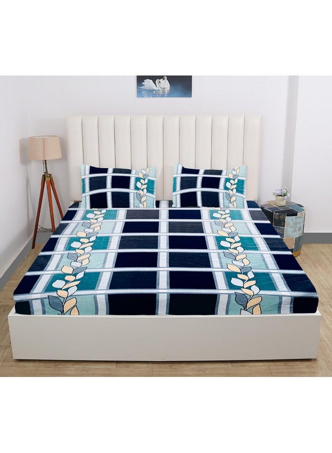 RD TREND 190 GSM Flannel Elastic Warm bedsheets for Winter King Fitted Size (78x72x8 Inches) with 2 Pillow Covers Size (18x28 Inches) Colour Blue Box - Image 5