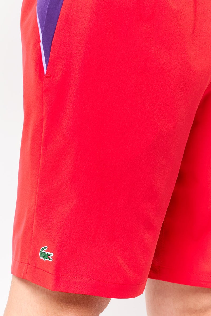 LACOSTE Men Regular Fit Novak Djokovic Tennis Shorts, Red - Image 3