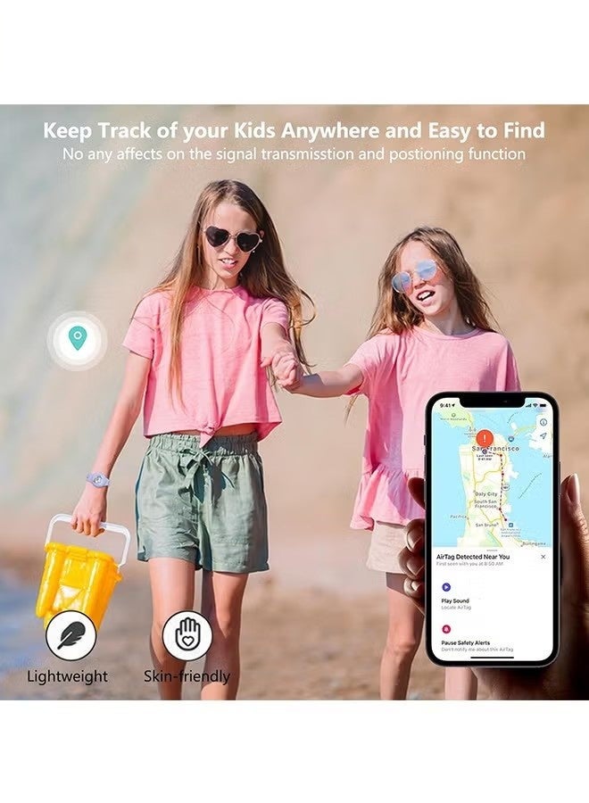 سمارت واتش سوار AirTag للأطفال، حامل AirTag برسوم كرتونية لطيف مقاوم للماء للأطفال مع سيليكون ناعم وتغطية كاملة، مانع للفقدان، سوار مع AirTag مخفي للأطفال (أرجواني) - Image 5